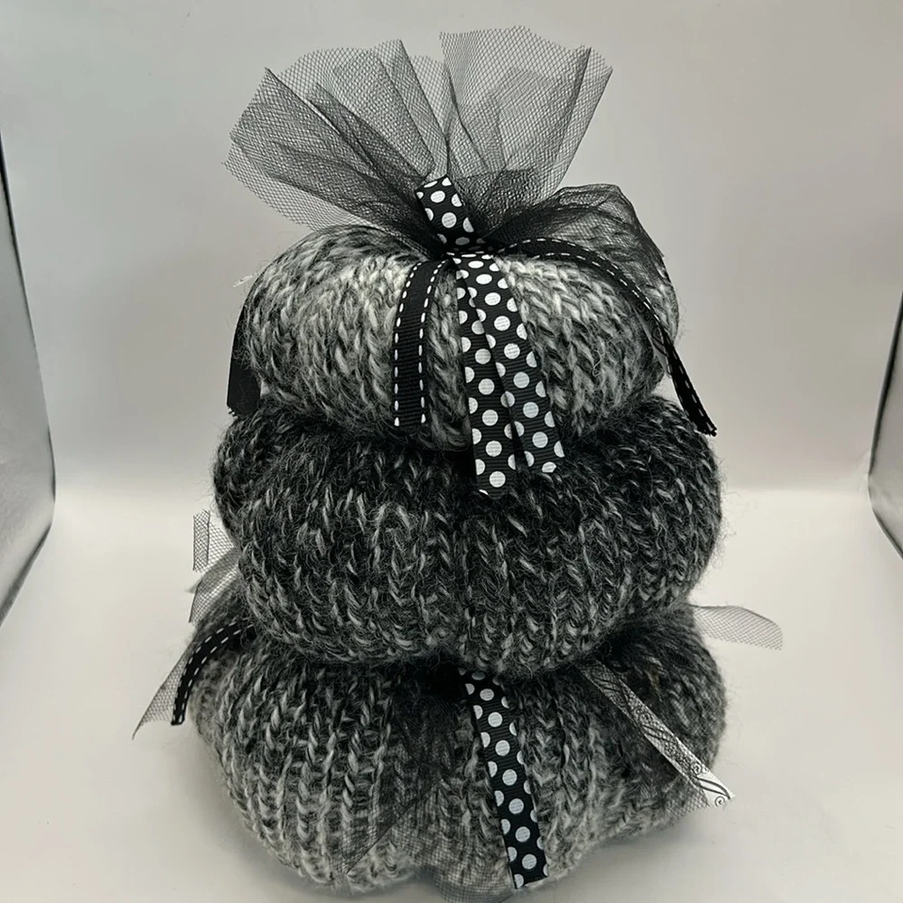 Charming Black and Gray pumpkin stack set